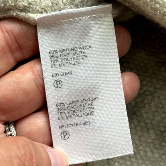 Tommy Bahama Wool Cashmere Sweater Women's Small Metallic Gray V Neck Pullover - Picture 5 of 8